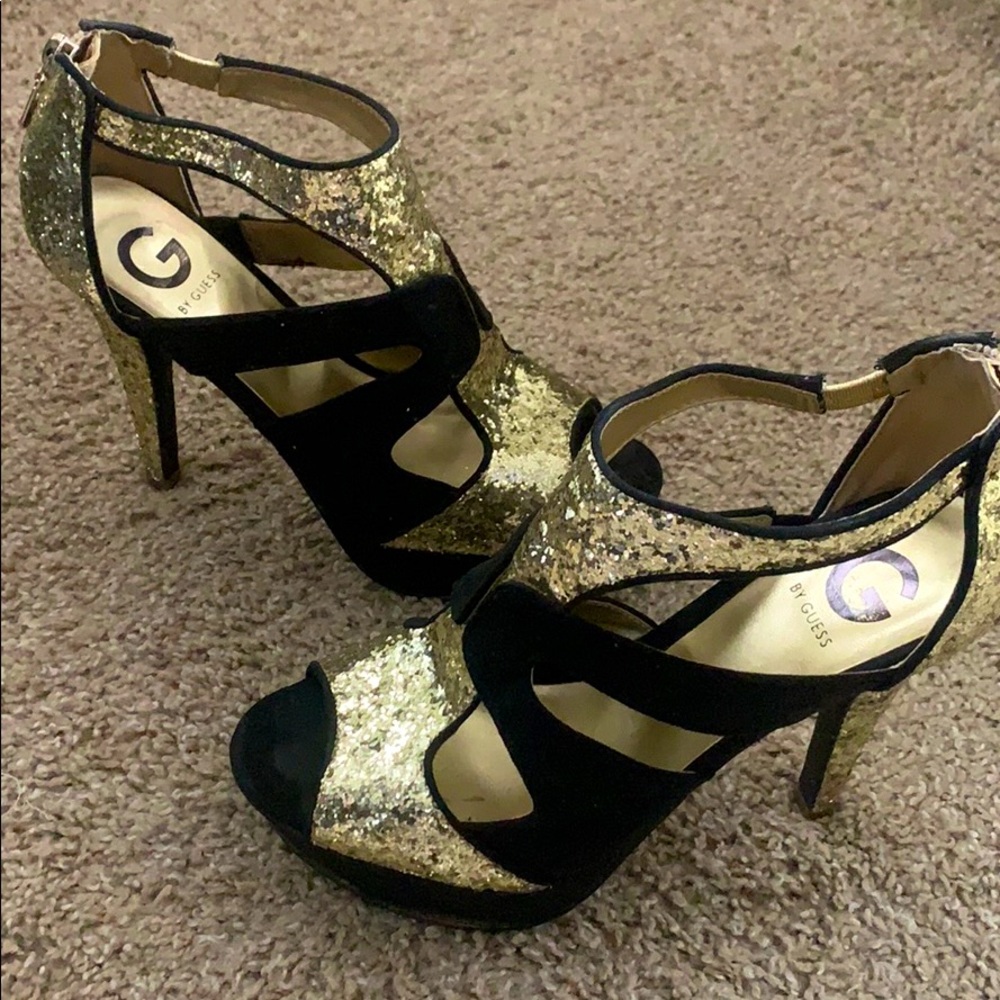 G by Guess Gold and black heels